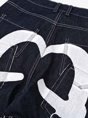 Multi-Pocket Raw Denim Baggy Jeans