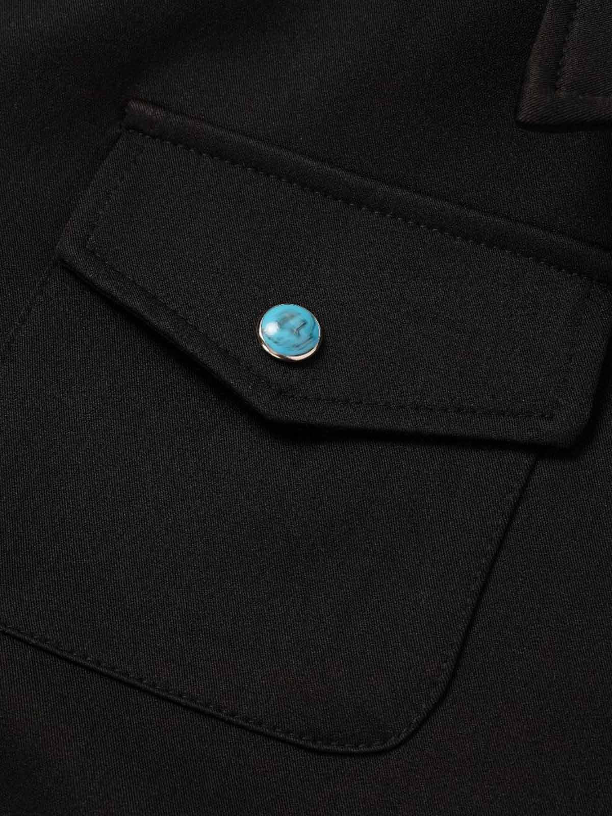 Turquoise Button Embroidered Cropped Jacket