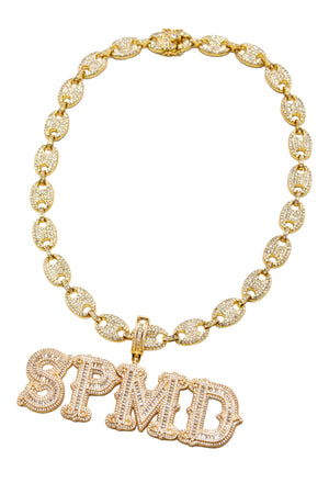 Thesupermade Hip-hop Diamond Letter Necklace - 2229 