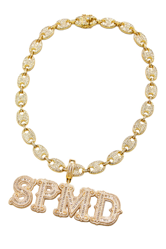 Thesupermade Hip-hop Diamond Letter Necklace - 2229 