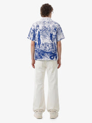 Mythological Graphic Camp Collar Boxy Shirt 