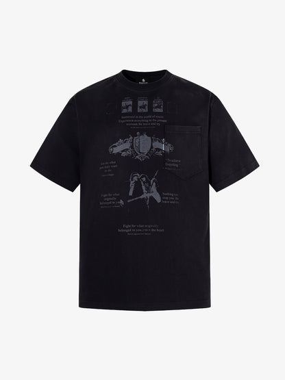 T-shirt vintage effetto invecchiato con grafica vintage