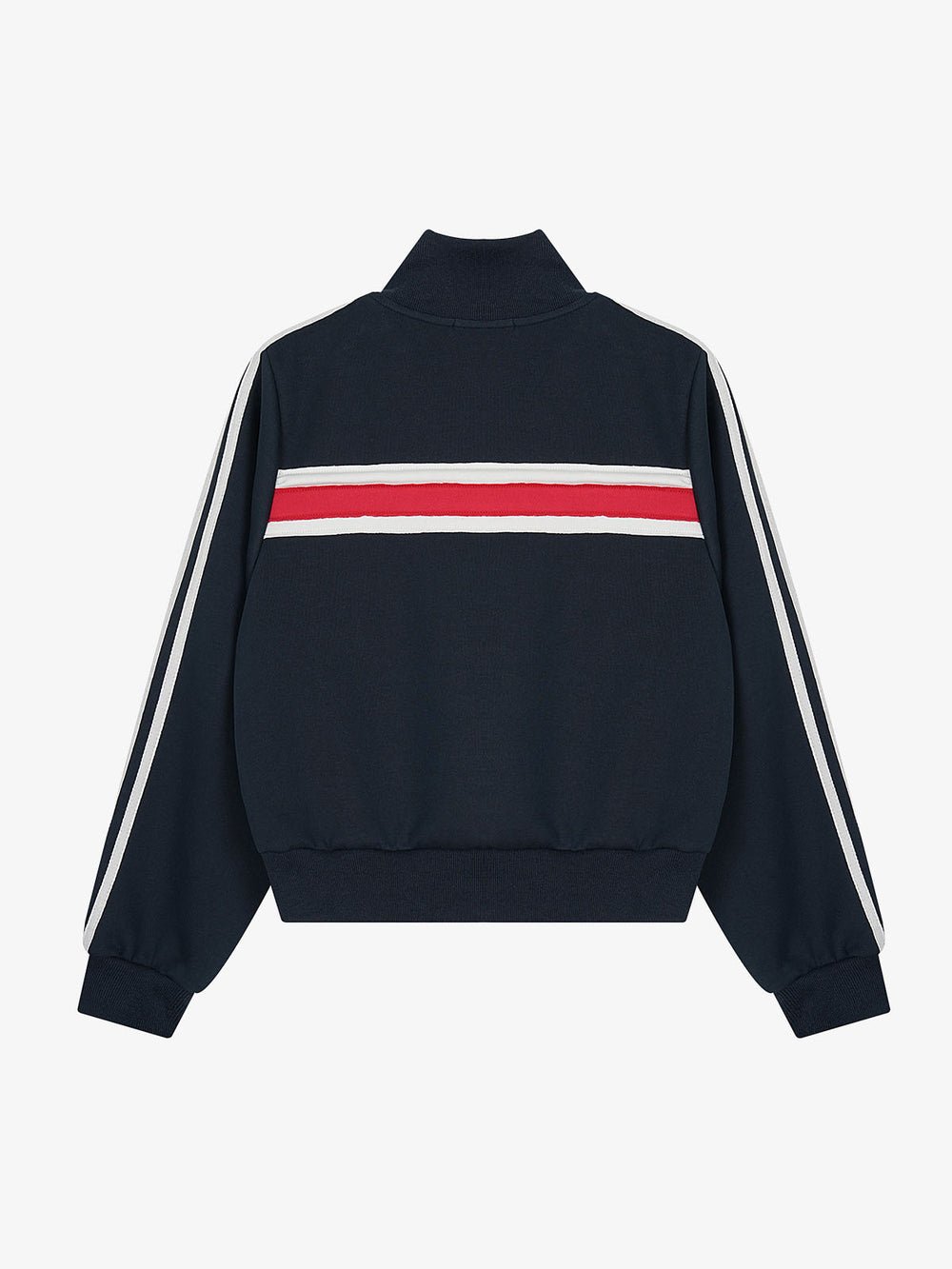 Flag Pattern Applique Contrast Stripes Cropped Jacket