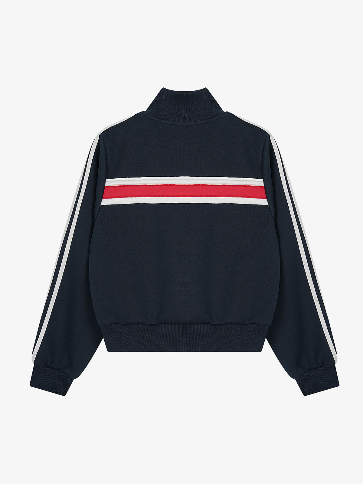 Flag Pattern Applique Contrast Stripes Cropped Jacket