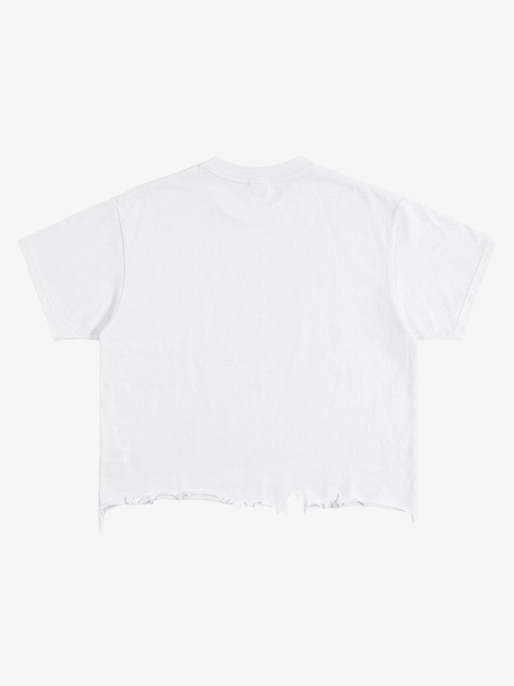 Portrait Graphic Ripped Layered Tee