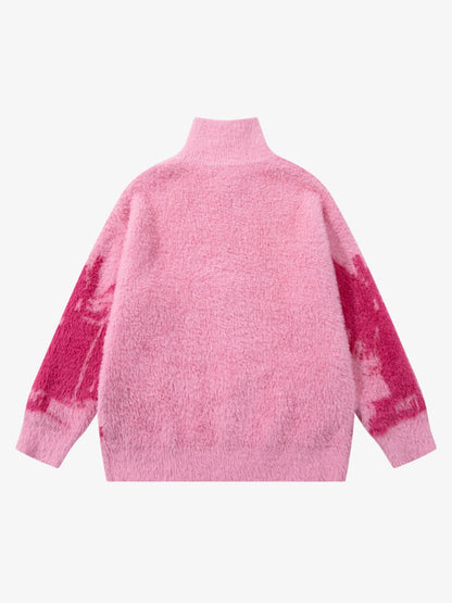 Cozy Pink Patterned Sweater for Women - Perfect for Casual and Festive Occasions 