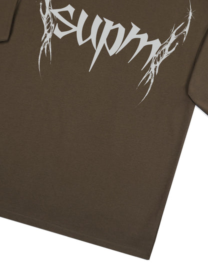 THE SUPERMADE Futuristic spiked pattern gothic style logo font design T-shirts 