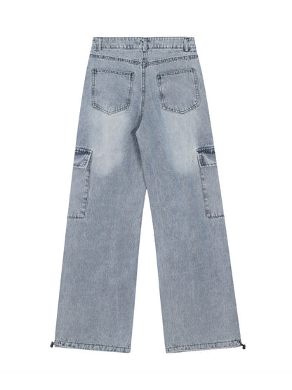 Side-Scarf Pleated Baggy Jeans 