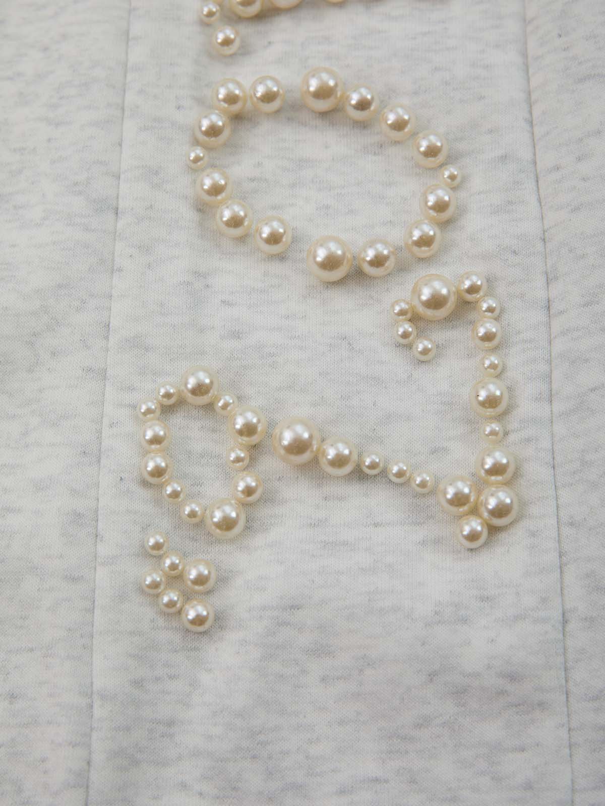 Cotton Blend Pearl Embellished Wide Leg Sweatpants for Women 