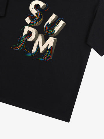 SPMD Letter Cable Graphic T-Shirt 