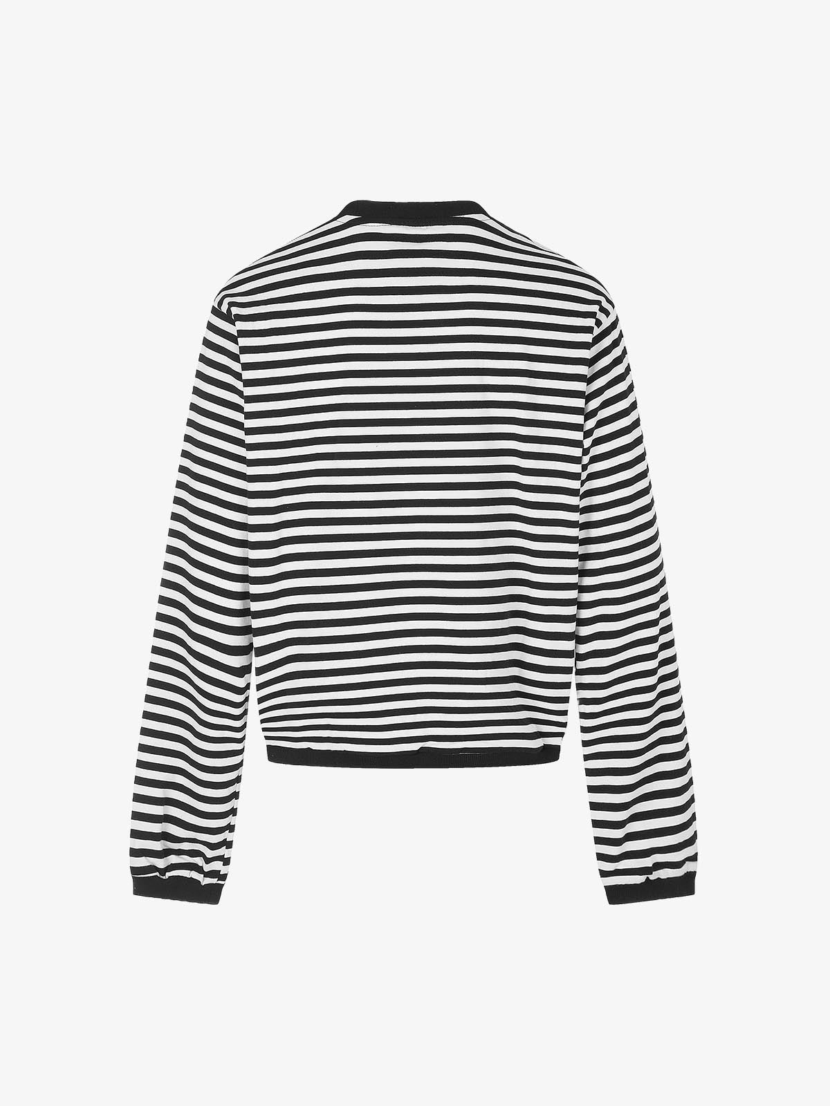 Striped Frog-Button Long Sleeve Tee