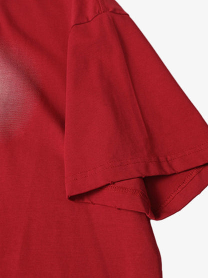 Patch Embroidery Spray Painting Gradient T-shirt 