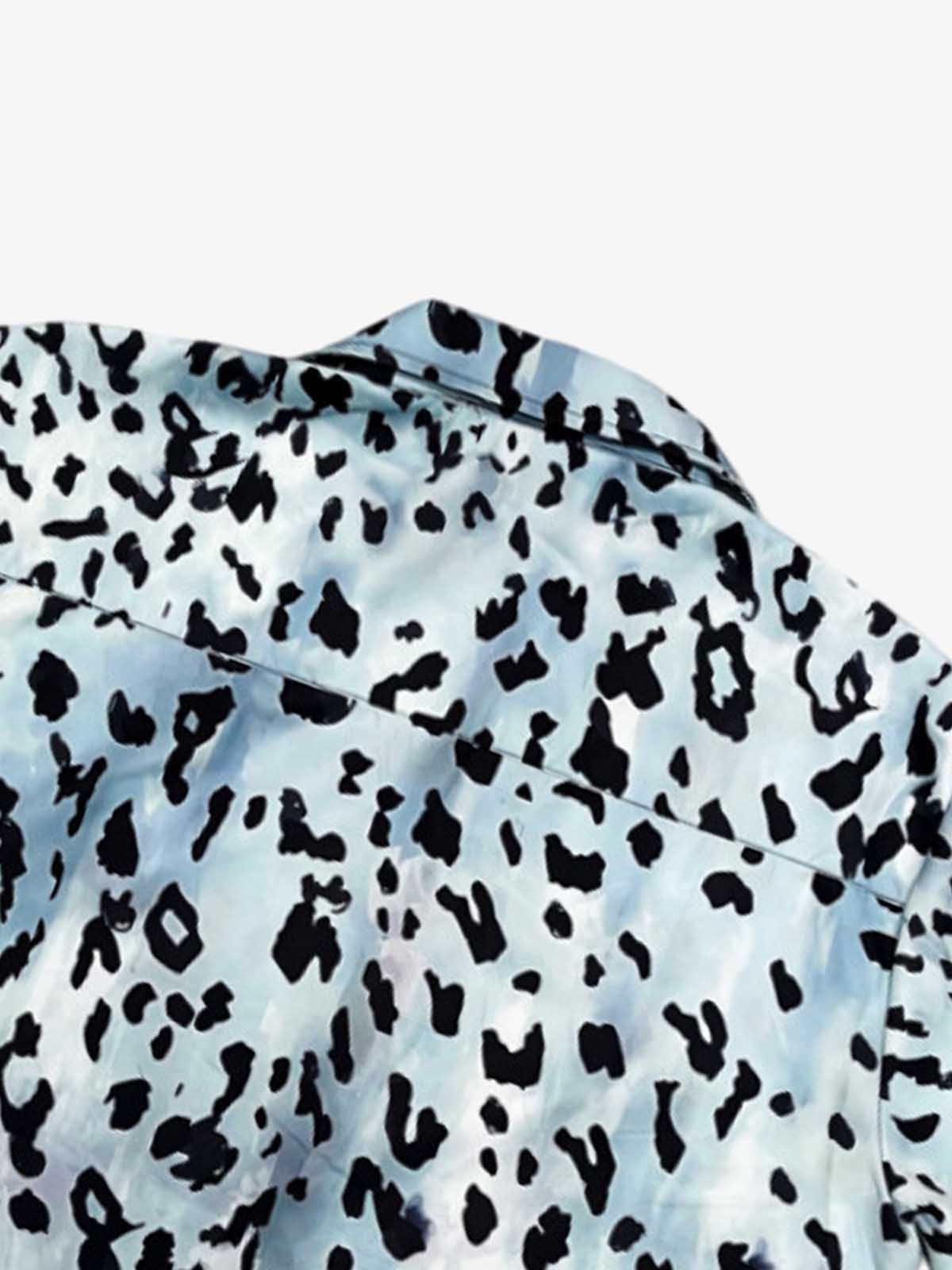 Vintage 3D Leopard Head Camp Collar Boxy Shirt 