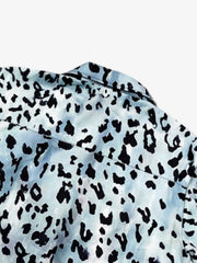 Vintage 3D Leopard Head Camp Collar Boxy Shirt 