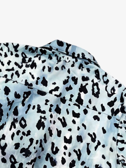 Vintage 3D Leopard Head Camp Collar Boxy Shirt 
