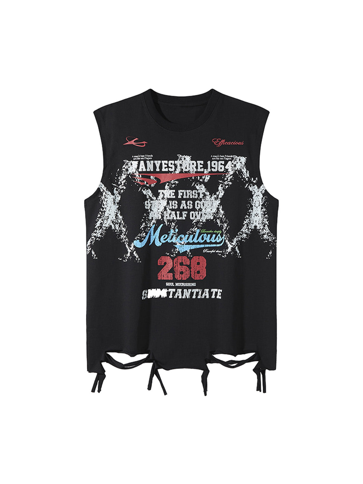 Retro Tattered Print Vest