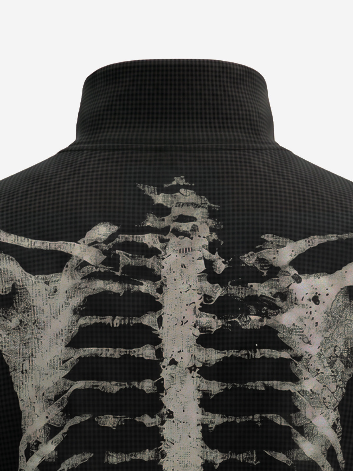 Skull Graphic Waffle Double-Zip Stand-Collar Sweatshirt