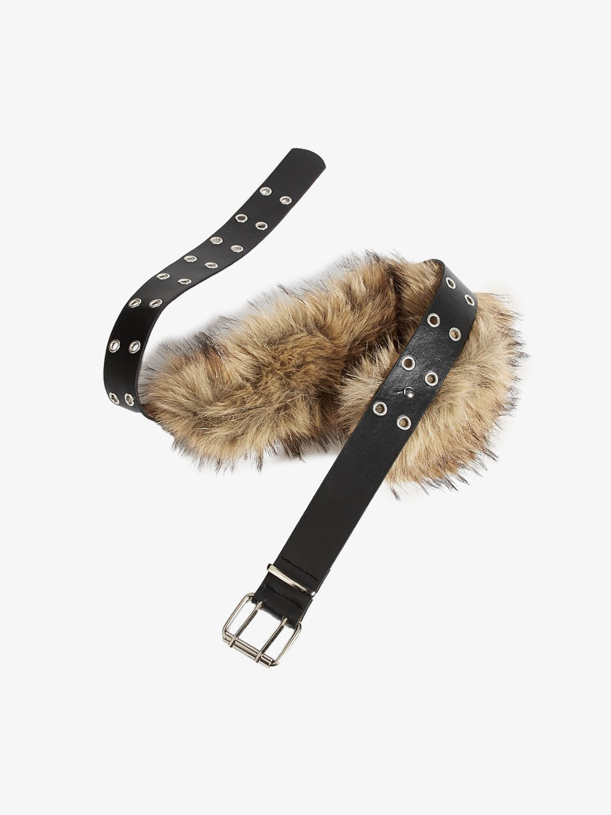 Faux Fur Leather Belt