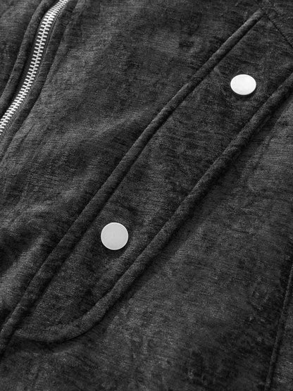 Stylish Velvet Bomber Jacket with Leather Collar for Men 