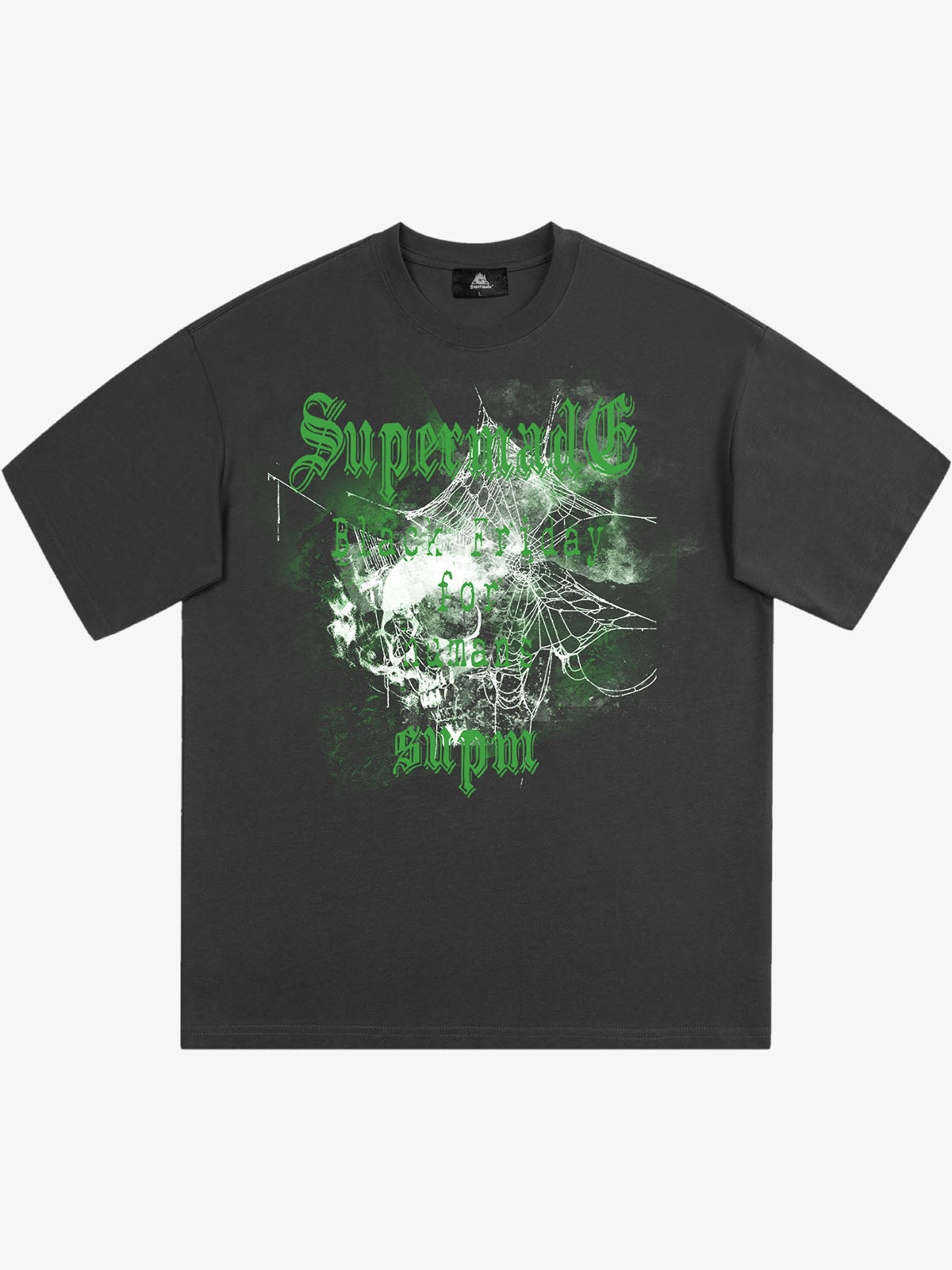 Gothic Skull Spiderweb Graphic T-Shirt 