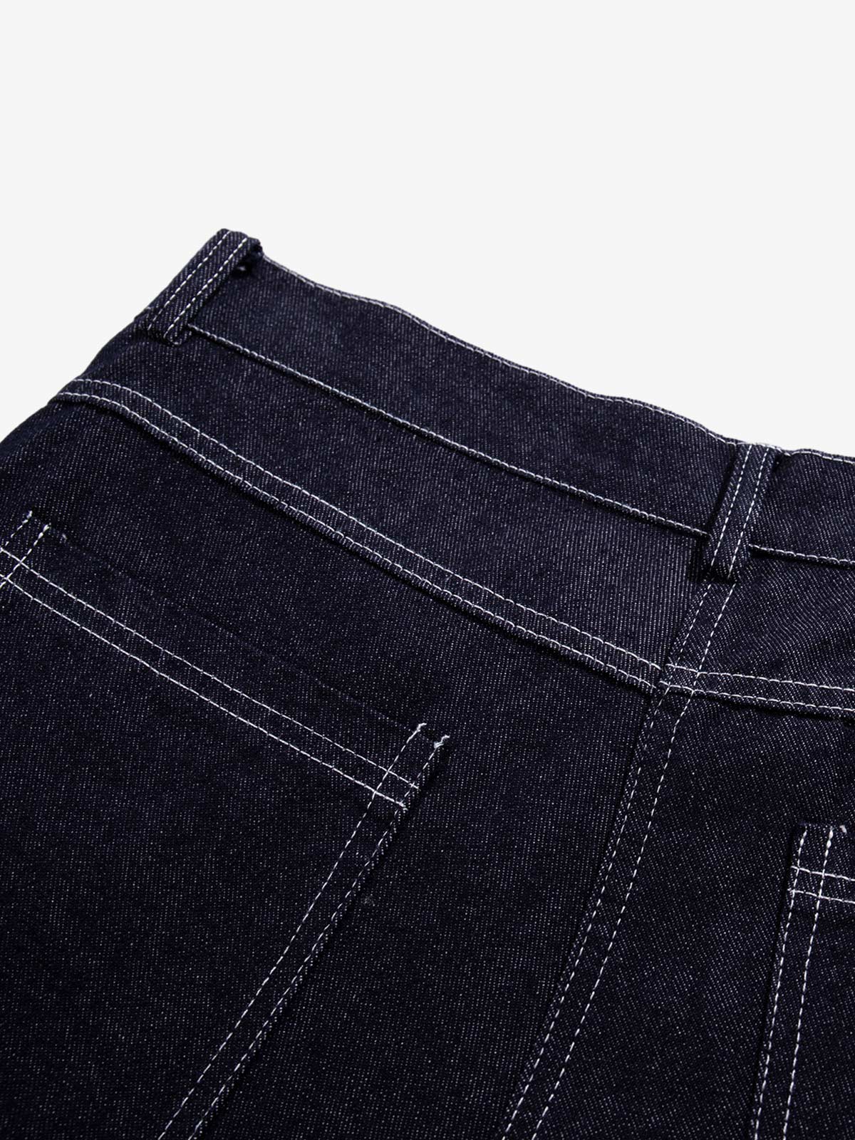 Dark Graphic Multi-Button Jeans