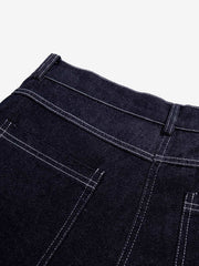 Dark Graphic Multi-Button Jeans