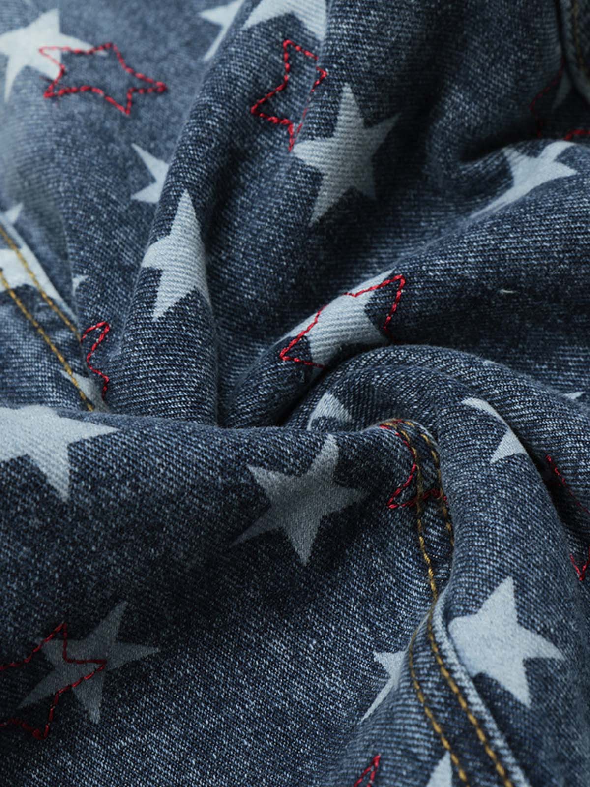 Star-Printed Wide-Leg Denim Culottes for Women - Stylish and Comfortable Everyday Wear 