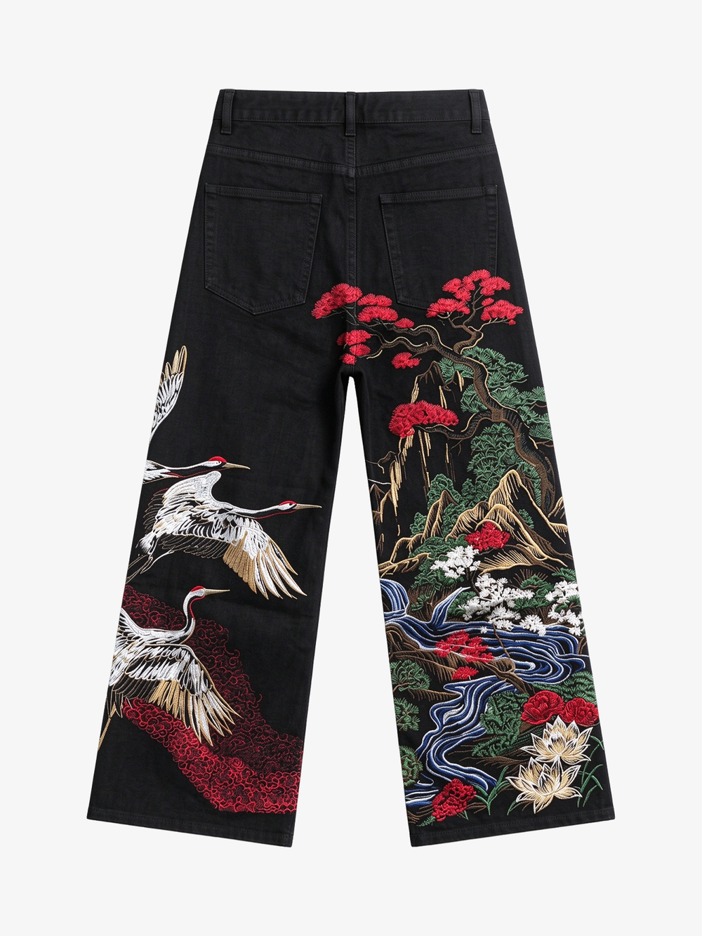 Oriental Landscape Embroidered Jeans