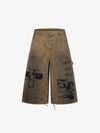 Dirty Mud Wash Print Jorts
