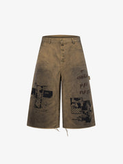 Dirty Mud Wash Print Jorts 