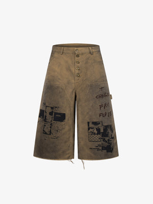 Jeansshorts mit schmutzigem Schlammwaschmuster