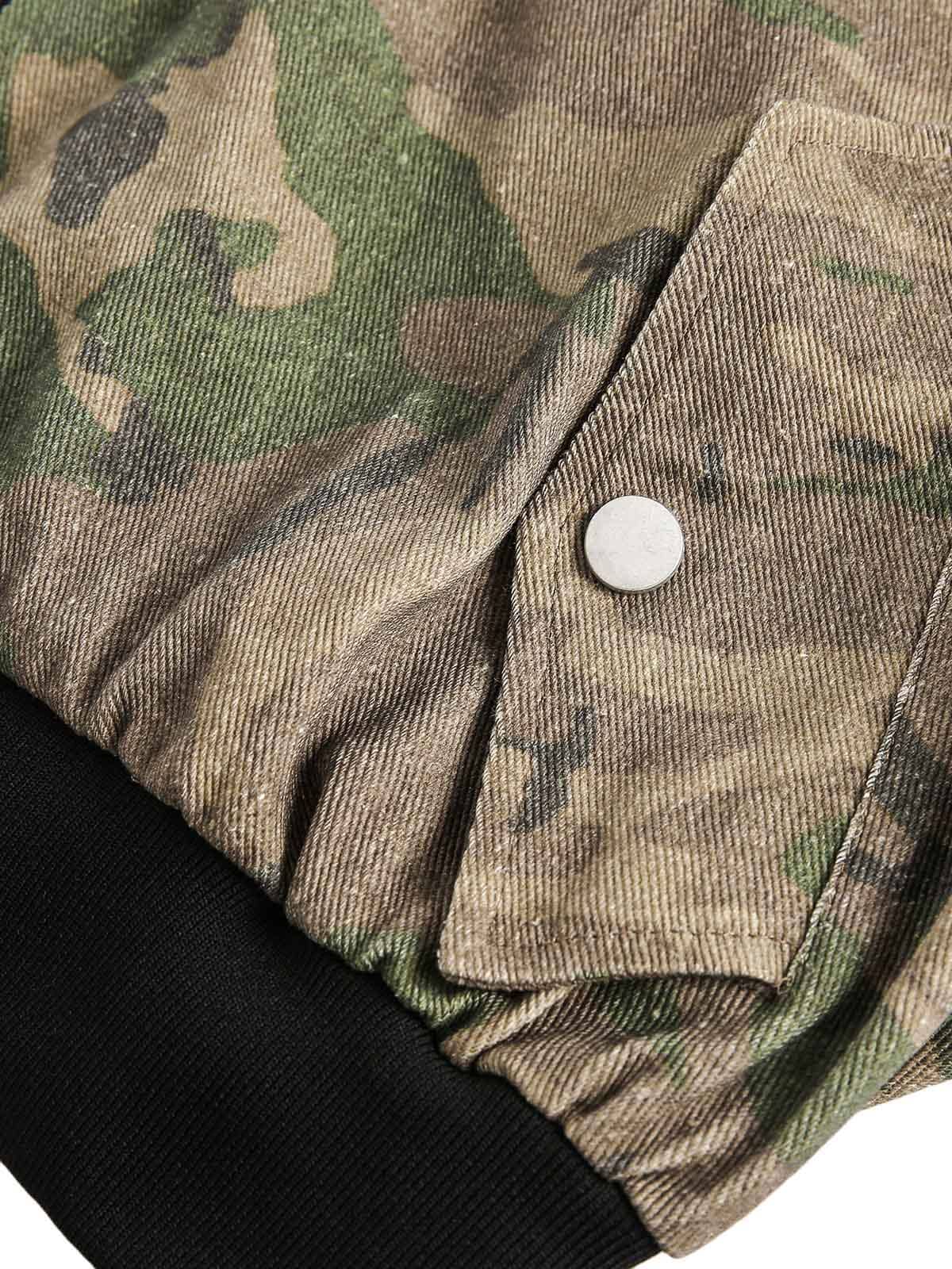Camouflage Faux Two-Piece Hooded Jacket 