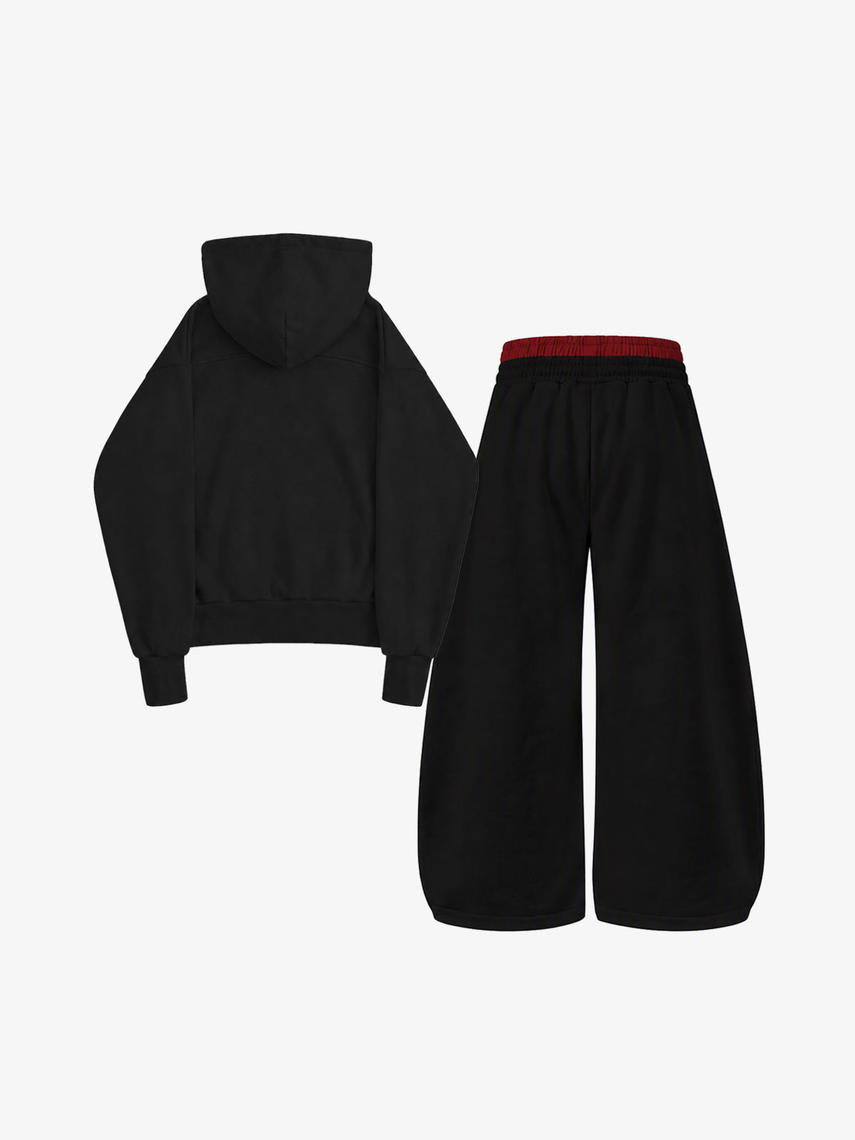 Oversized-Zip Skeleton Graphic Hoodie & Wide-Leg Sweatpants Set