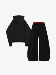 Oversized-Zip Skeleton Graphic Hoodie & Wide-Leg Sweatpants Set