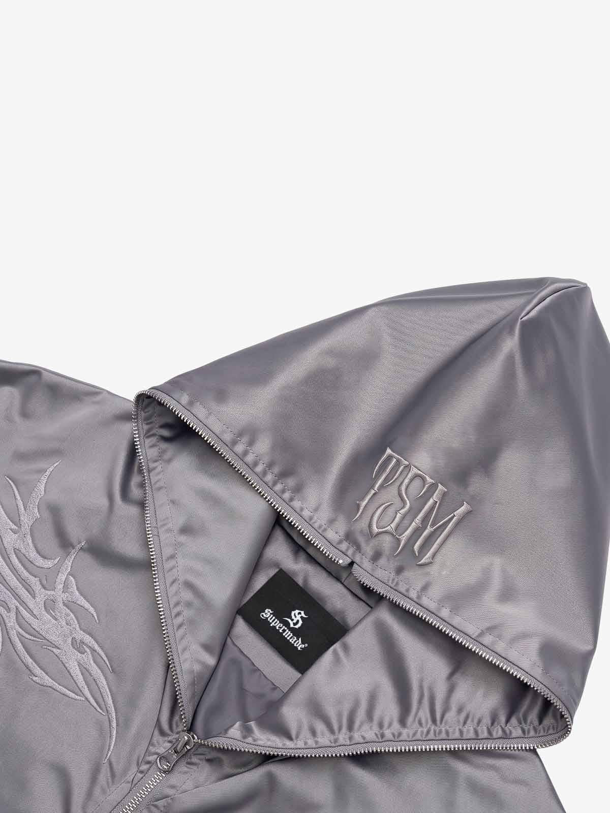 Embroidered Quilted Hooded Windbreaker Jacket
