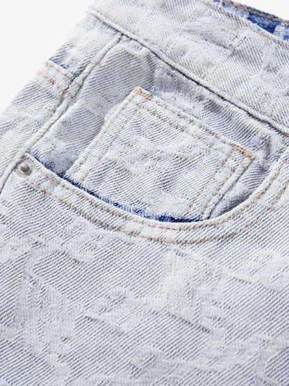 Gradient Wash Jacquard Denim Jeans 