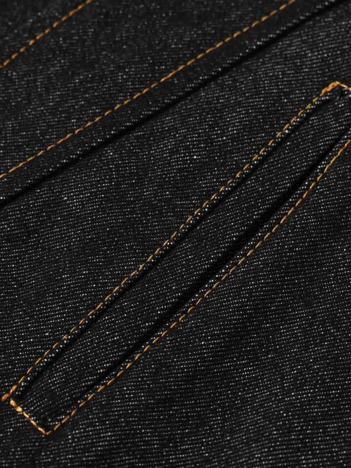 Dark Denim Toggle Button Jacket with Stand Collar and Front Pockets 