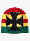Color Block Studded Cross Gothic Dome Knit Hat