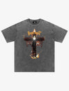 THE SUPERMADE Gothic Flame Cross Graphic T-Shirt for Bold Statement Wear 
