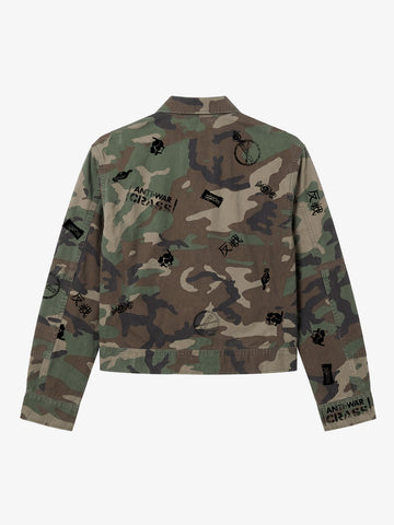 Anti-War Graphic Camo Jacket