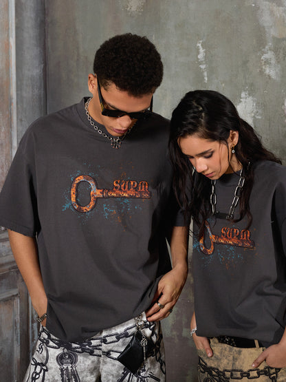 Supermade Rusty Metal Key Print T-Shirt 