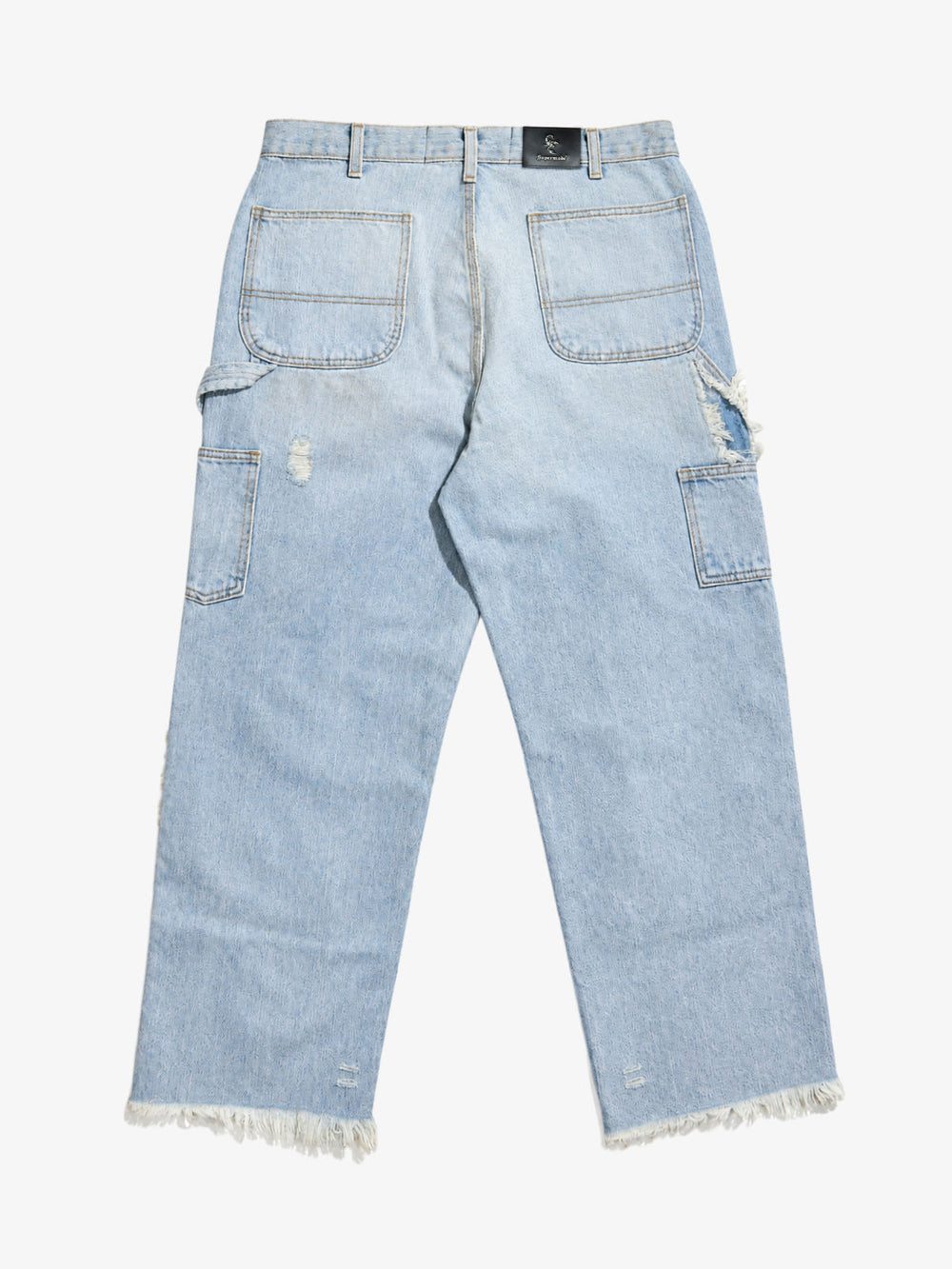 Action Figure Graphic Distressed Straight-Leg Utility Pants; Denim Blue / S, Denim Blue / M, Denim Blue / L, Denim Blue / XL, Denim Blue / 2XL