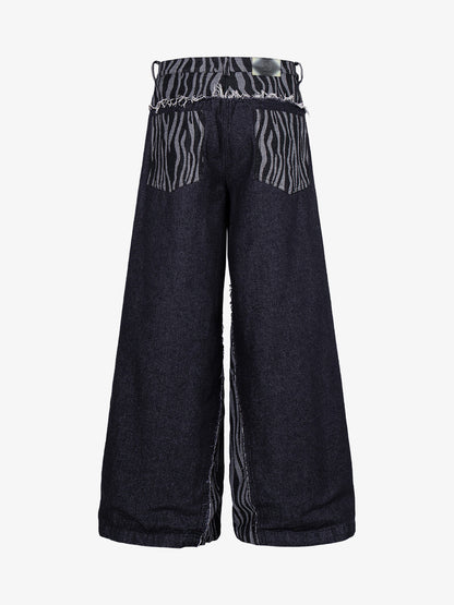 Zebra Graphic Distressed Jeans
