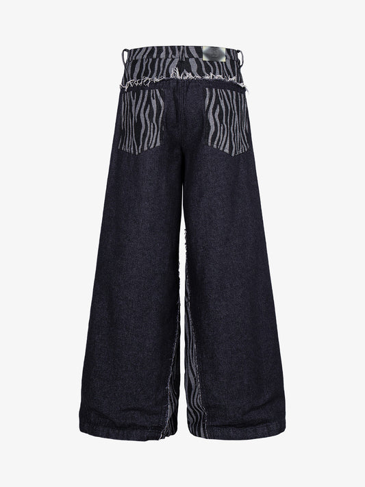 Zebra-Grafik-Jeans im Used-Look