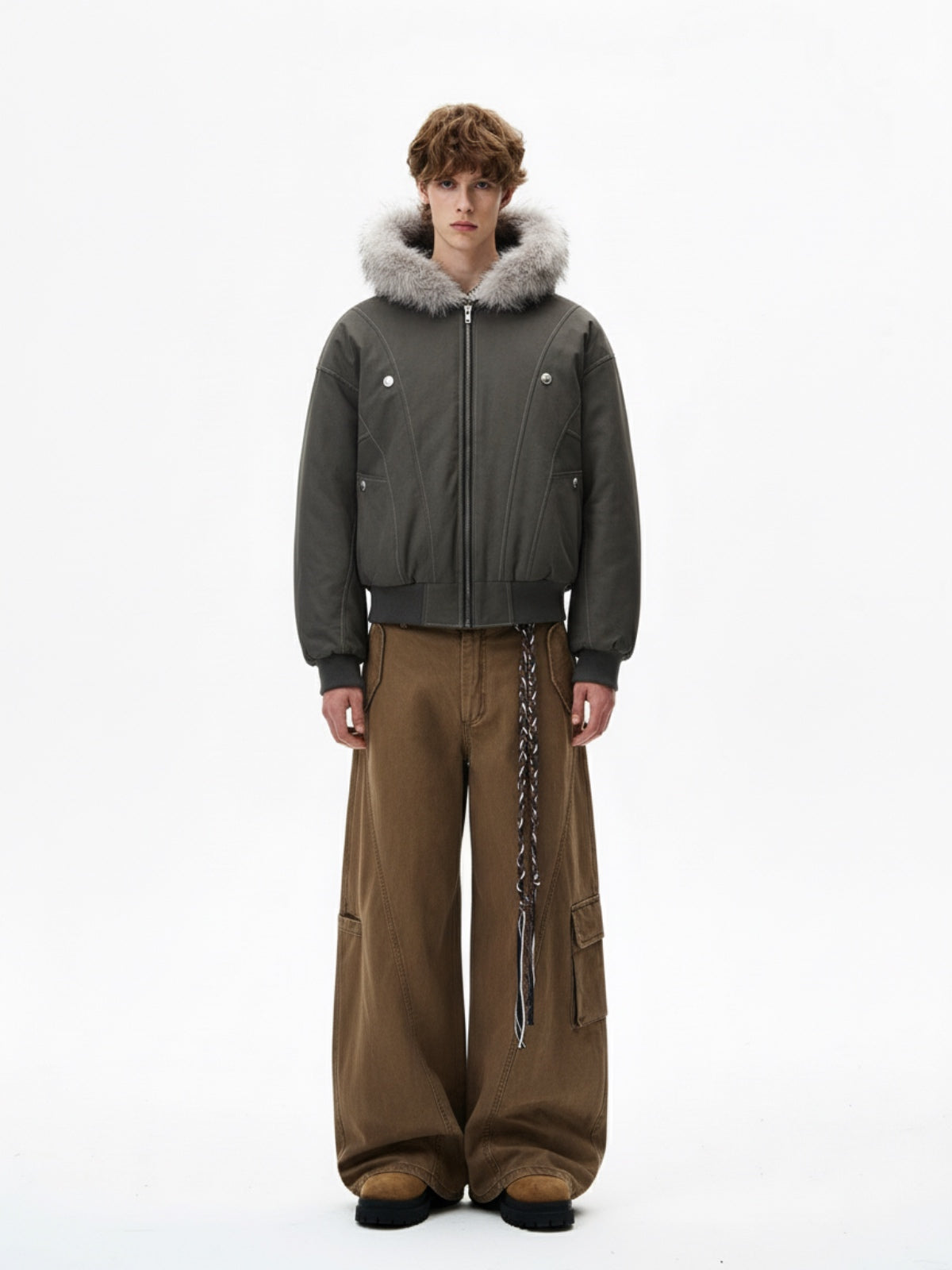 Faux Fur Hooded Padded Bomber Jacket 