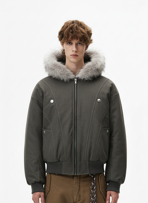 Faux Fur Hooded Padded Bomber Jacket 