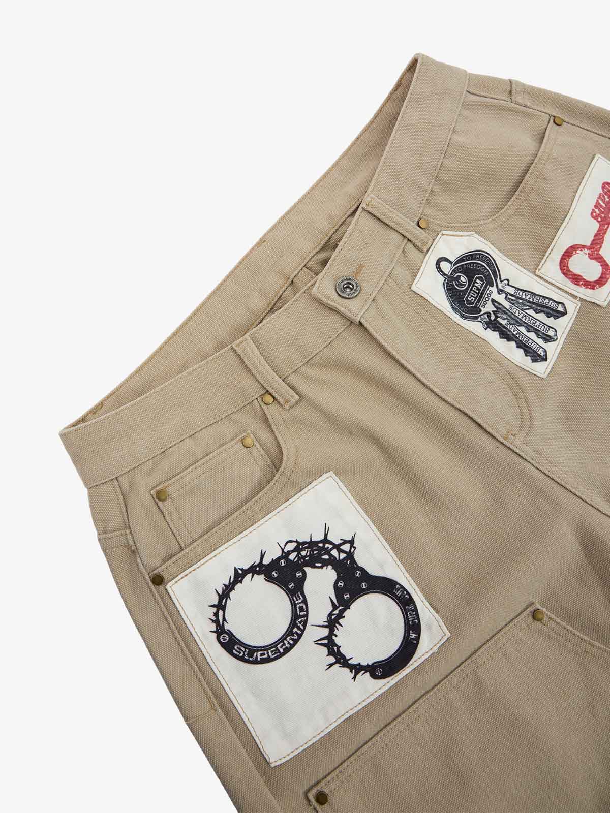 Supermade Multi-Element Appliqué Patchwork Denim Suit 