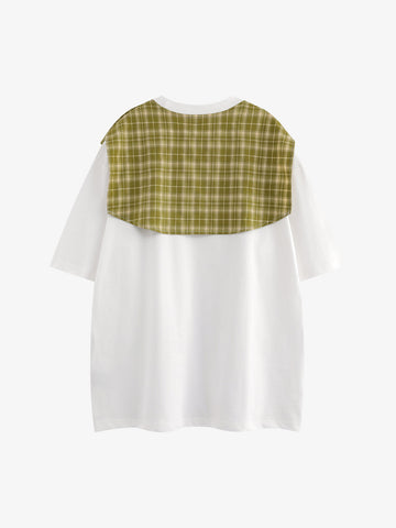 Street Style Retro Patchwork Plaid Tee