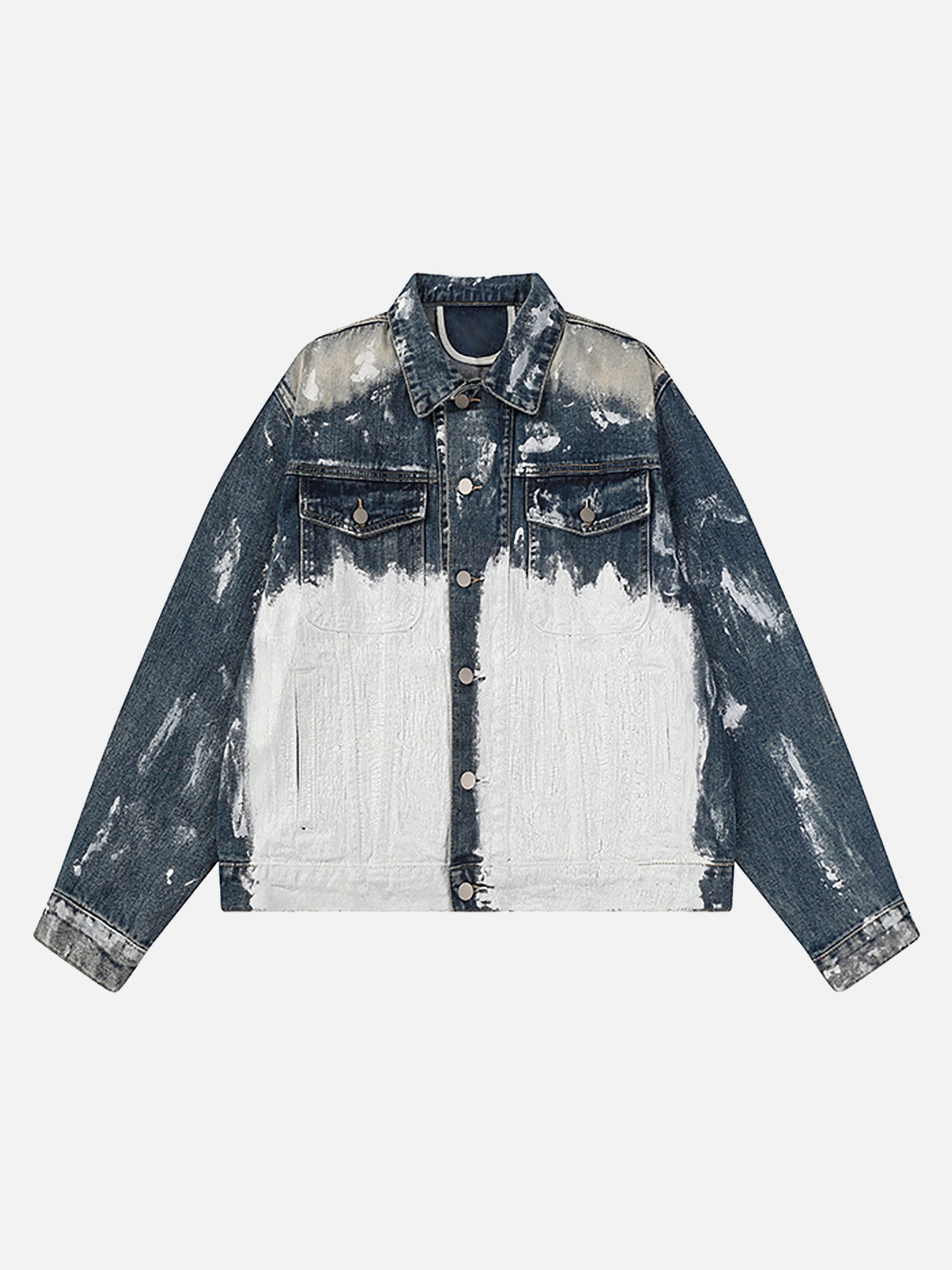 Thesupermade American Street Fashion Heavy Industry Washed Contrast Denim Jacket