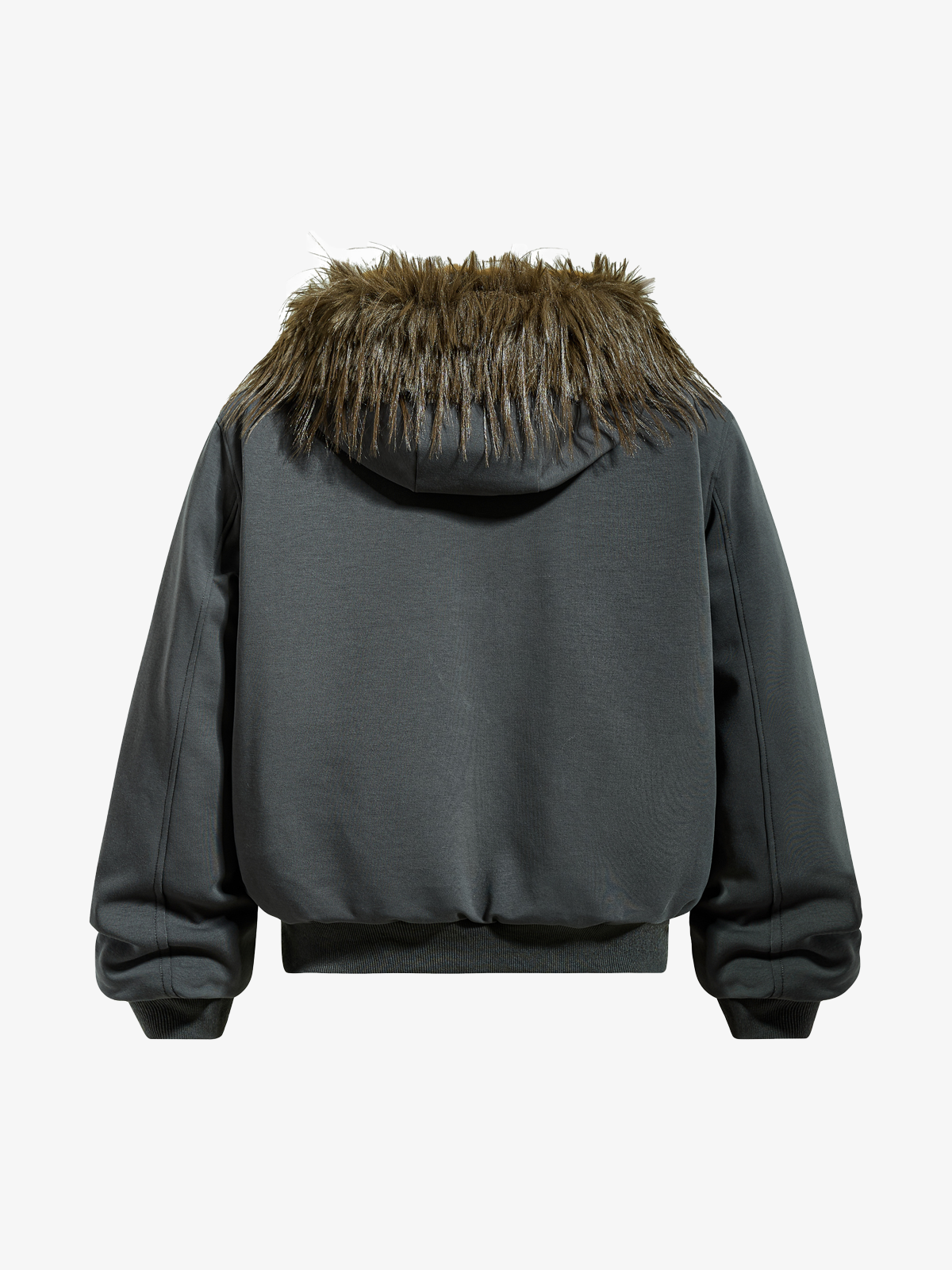 Faux Fur Trim Zip-Up Coat